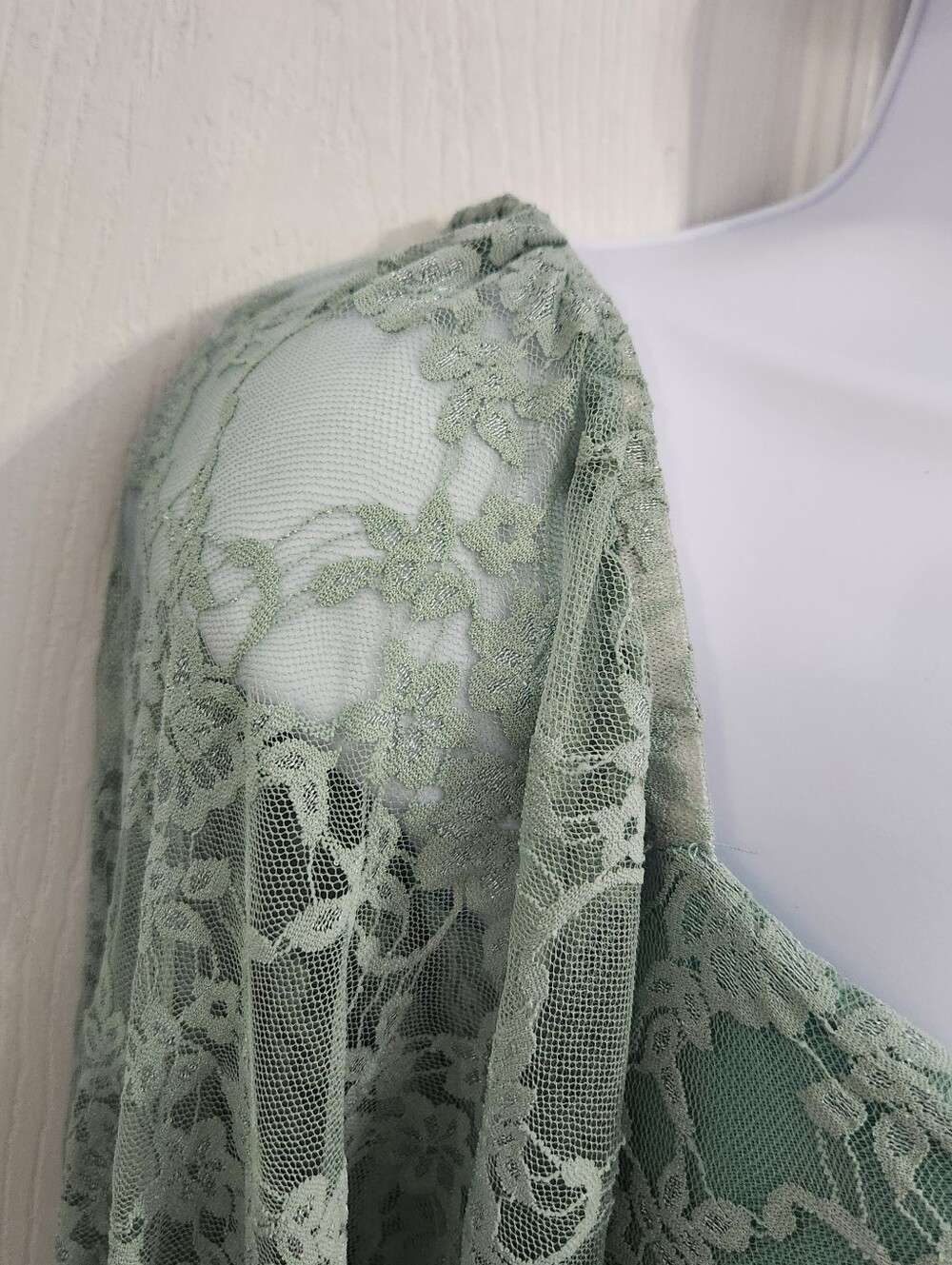 Green lace phototshoot maxi maternity dress small ethereal romance greek goddess - Picture 3 of 16